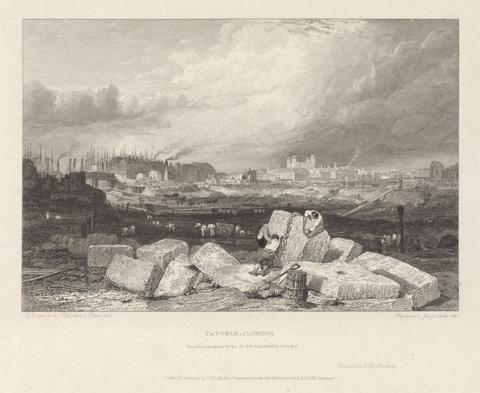 George Cooke The Tower of London from the Excavations for St. Katherine's Dock