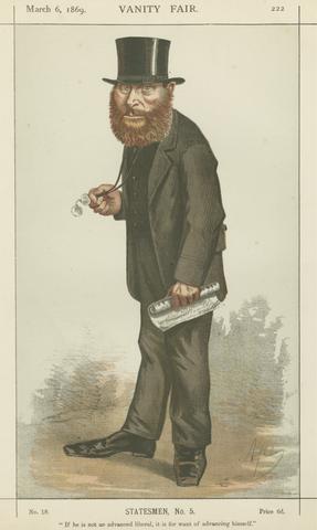 Carlo Pellegrini Politicians - Vanity Fair - 'If he is not an advanced liberal, it is for want of advancing himself'. Rt. Hon. W.E. Forster. March 6, 1869