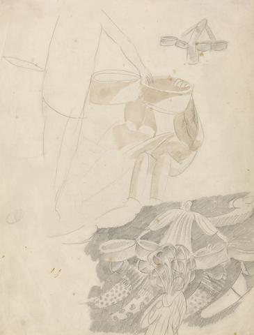 Study of Three Men Holding Baskets for the `Miracle of the Loaves and Fishes'