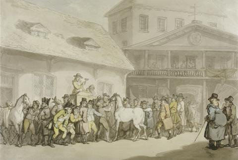 Thomas Rowlandson A Horse Sale in Hopkins's Repository, Barbican