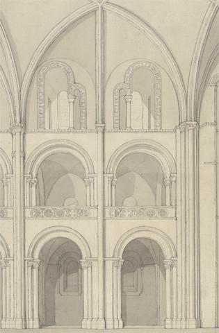 John Sell Cotman Perspective Elevation of Part of the Abbey Church of Saint Stephen at Caen, Normandy