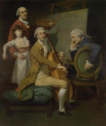 Johan Joseph Zoffany RA Self-Portrait with His Daughter Maria Theresa, James Cervetto, and Giacobbe Cervetto
