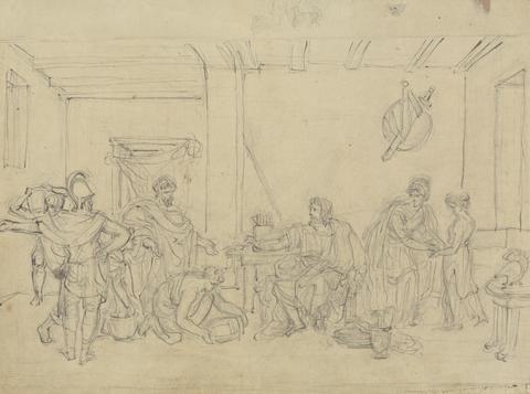Robert Smirke Study of an Interior Scene, with Roman Soldiers