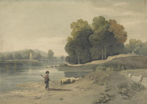 William Havell River Scene with Boy and Sheep