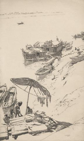 Ernest Stephen Lumsden Untitled Coastal Scene with Boats and Figures