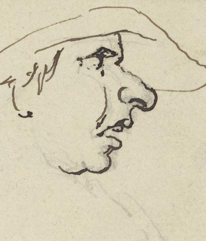 Joseph Cartwright Profile of Man with Large Nose Wearing Hat