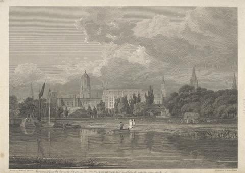 James Basire South View of Christ Church, etc., From the Meadows...