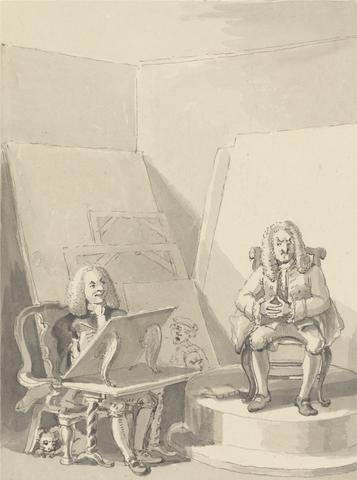 John Thomas Smith Hogarth Making up a Portrait of H. Fielding, for a Bookseller, from the Features of Garrick Who Borrowed One of the Author's Wigs for the Particular Purpose There Being No Genuine Portrait of Him