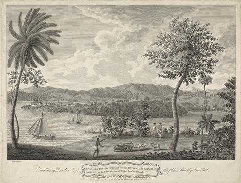 unknown artist Spilsbury's Views of Jamaica: A Prospect of Port Antonio, and Town of Titchfield, in the Parish of Portland, on the North Side Jamaica, taken from Navy Island
