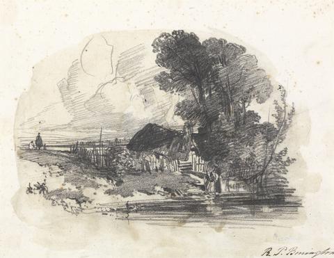 Richard Parkes Bonington Trees and a Cottage by a River