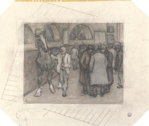 Robert Polhill Bevan The Horse Mart (with further sketches in the margin)