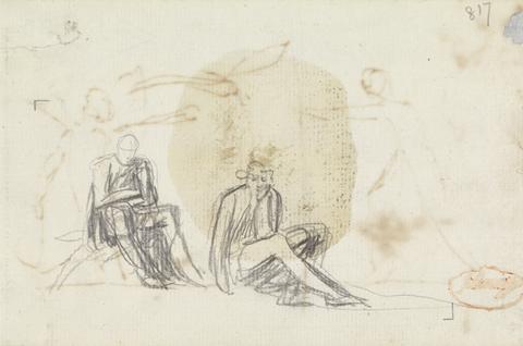 George Romney Study of Two Seated Figures