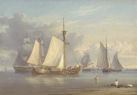William Joy Dutch Fishing Boats at Anchor in an Estuary