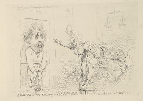James Gillray Swearing to the Cutting Monster or A Scene in Bow Street