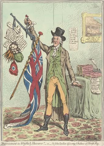 James Gillray Improvement in Weights and Measures. - or - "Sir John Seeclear Discovering e/y Ballance of e/y Flag" (from: Caricature, vol. 1)