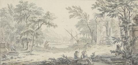 Jean B. C. Chatelain Classical Landscape with Figures