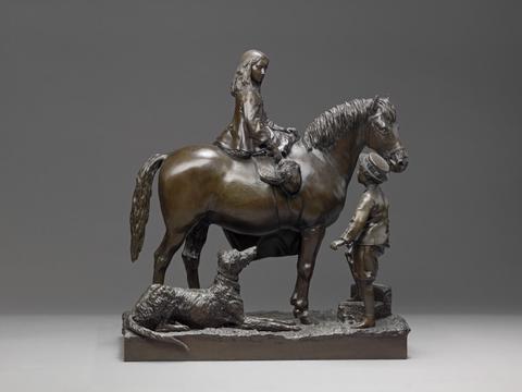 Joseph Edgar Boehm Girl on Horseback with a Boy and a Dog