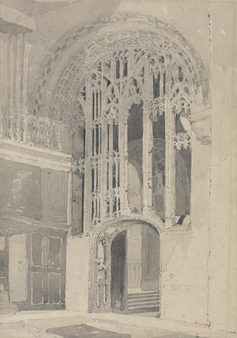 John Sell Cotman Interior of Norwich Cathedral: Doorway and Screen Between the South Transept and the Aisle of the Presbytery