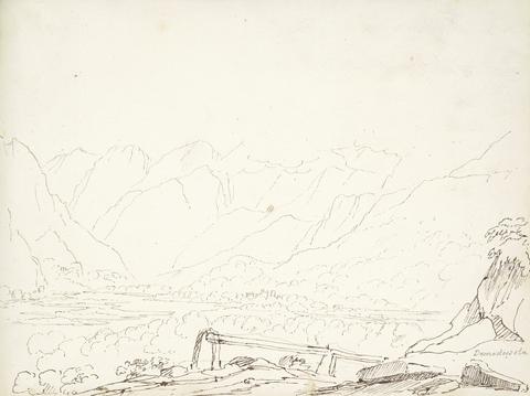 William Brockedon recto: Mountainous Landscape Scene