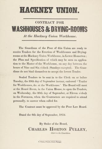 unknown artist Hackney Union Contract for Washhouses and Drying-Rooms