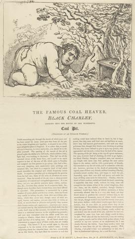 Thomas Rowlandson The Famous Black Coal Heaver, Black Charley, Looking into the mouth of the wondeful Coal Pit
