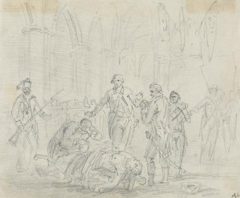 Sawrey Gilpin Dying Man in Church with Soldiers