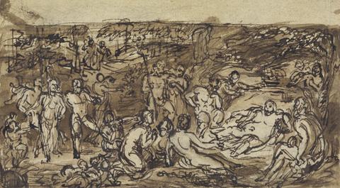 Figure Studies of a Group of People in a Wooded Clearing