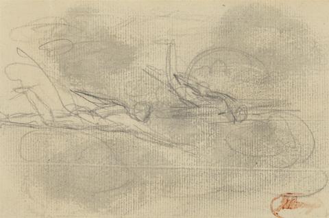unknown artist Sketch of Two Figures Flying