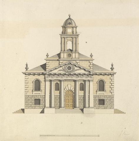 James Paine Design for a Church: Elevation of the West Front