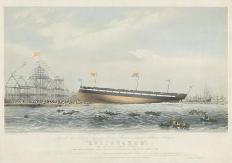 Launch of H.M.S. 'Resistance' at Isle of Dogs