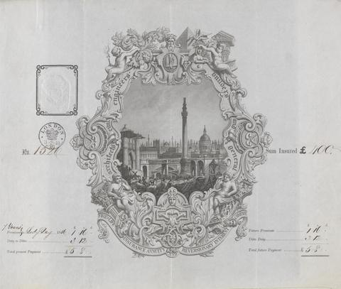 unknown artist Insurance Premium, Issued by the Fire and Life Insurance Co. for Architects, Engineers and Builders