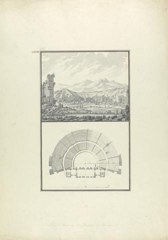 Giovanni Battista Borra View and Plan of the Theater of Hierapolis (now Pamukkale)