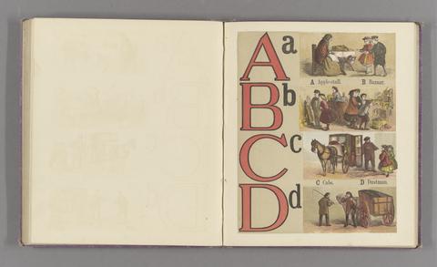 Aunt Louisa's Alphabet book : comprising alphabet of fruits, country alphabet, London alphabet, alphabet of games & sports / with twenty-four pages of illustrations printed in colours by Evans and Kronheim.