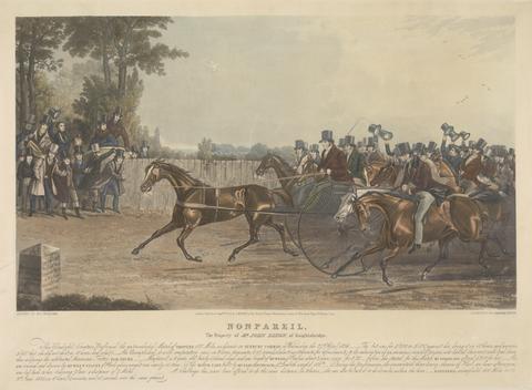 "Nonpareil" / The Property of Mr. John Dixon of Knightsbridge / This Wonderful Creature, Performed the unprecedented Match, of Trotting 100 Miles in harness on Sunbury Common, on Wednesday the 27th April, 1836. ...