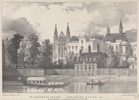 Andrew Picken St. Stephen's Chapel, Speaker's House, & c. From the River as Before the Fire on Oct. 16th 1834