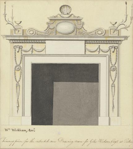 William Wickham Unidentified House for Giles Hudson, Putney, Surrey: Elevation of Drawing Room Fireplace