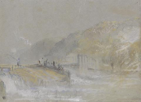 Joseph Mallord William Turner Foul by God: River Landscape with Anglers Fishing From a Weir