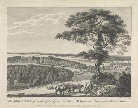 Michael "Angelo" Rooker Hackwood Park, the Seat of his Grace the Duke of Bolton near Basingstoke, Hampshire (published by G. Kearsly); page 19 (Volume Two)