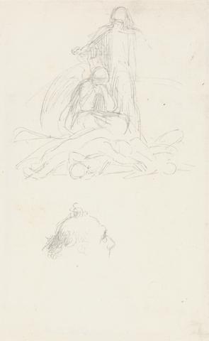 George Frederic Watts Studies of Death and the Resurrection, and a Head of a Man
