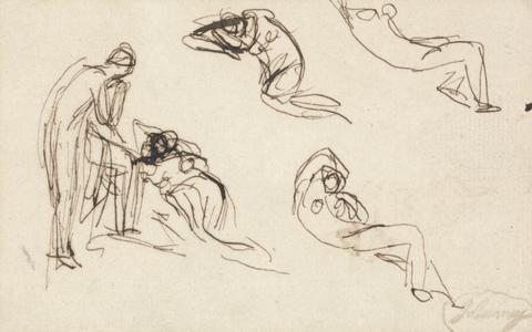 George Romney Standing Figure and Four Reclining Figures