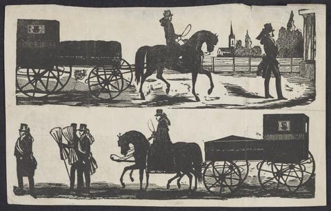  Two funeral scenes, with horse-drawn hearses.