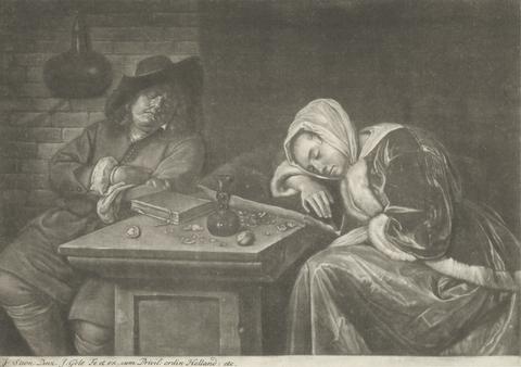 Jacob Gole Man and His Wife Sleeping at Table