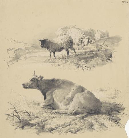 unknown artist Sheep, a Ram, and a Cow