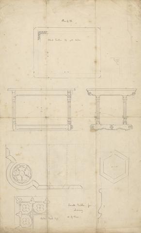 Augustus Welby Northmore Pugin Design for Small Tables for the Library of the House of Lords