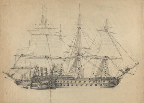 Untitled [frigates, possibly after a battle]