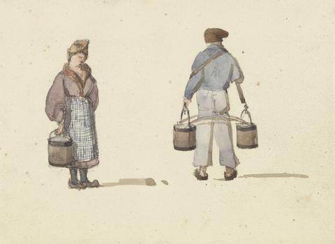 Ambrose Poynter Sketches from Life in Paris: Woman and Man Carrying Buckets