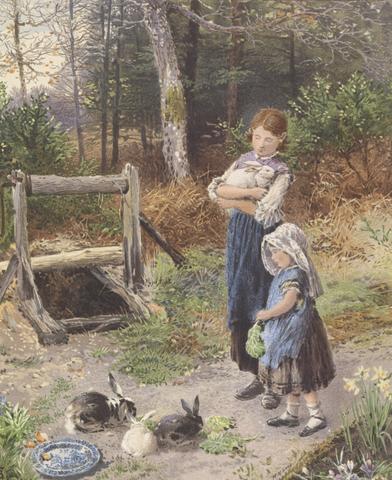 George Rowney The Pet Rabbits