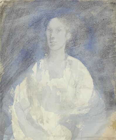 Ambrose McEvoy Blue and White (Portrait of a Lady)