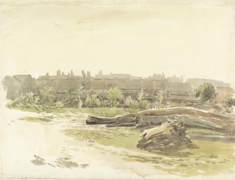 John Linnell Terraced Cottages with Fallen Trees