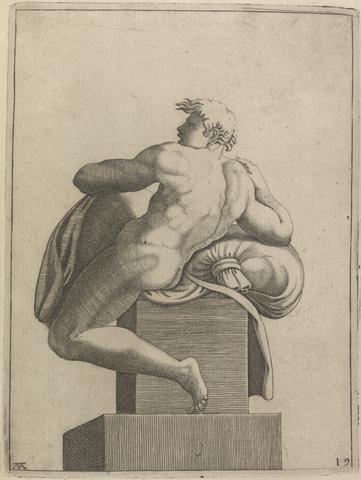 Adamo 'Ghisi' Scultori Male Nude from Panel of "God Separating the Waters..."